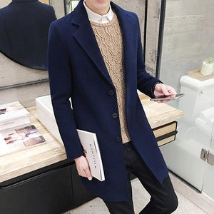 New Winter Woolen Coat Men Leisure Long Sections Woolen Coats