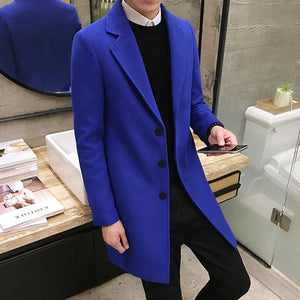 New Winter Woolen Coat Men Leisure Long Sections Woolen Coats