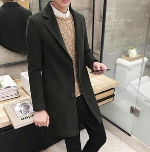 New Winter Woolen Coat Men Leisure Long Sections Woolen Coats