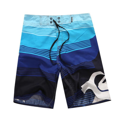 Mens Printed Beach Board Shorts Quick Dry Silver Polyester