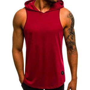 Men's Sleeveless Hooded Tops Streetwear Men Tank Tops