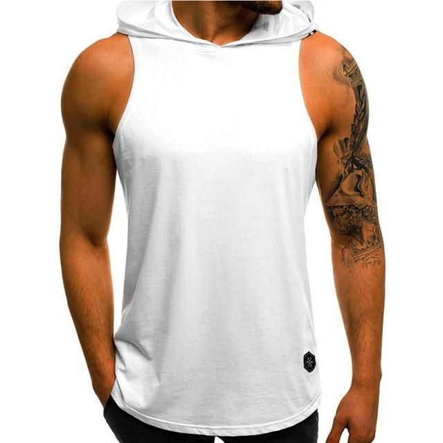 Men's Sleeveless Hooded Tops Streetwear Men Tank Tops