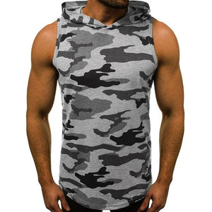Men's Sleeveless Hooded Tops Streetwear Men Tank Tops