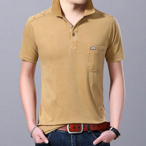 Summer Shirt Men's Solid Color Slim Fit Short Sleeve